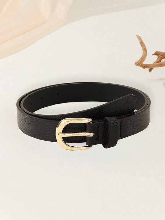 1pc square buckle retro belt in black