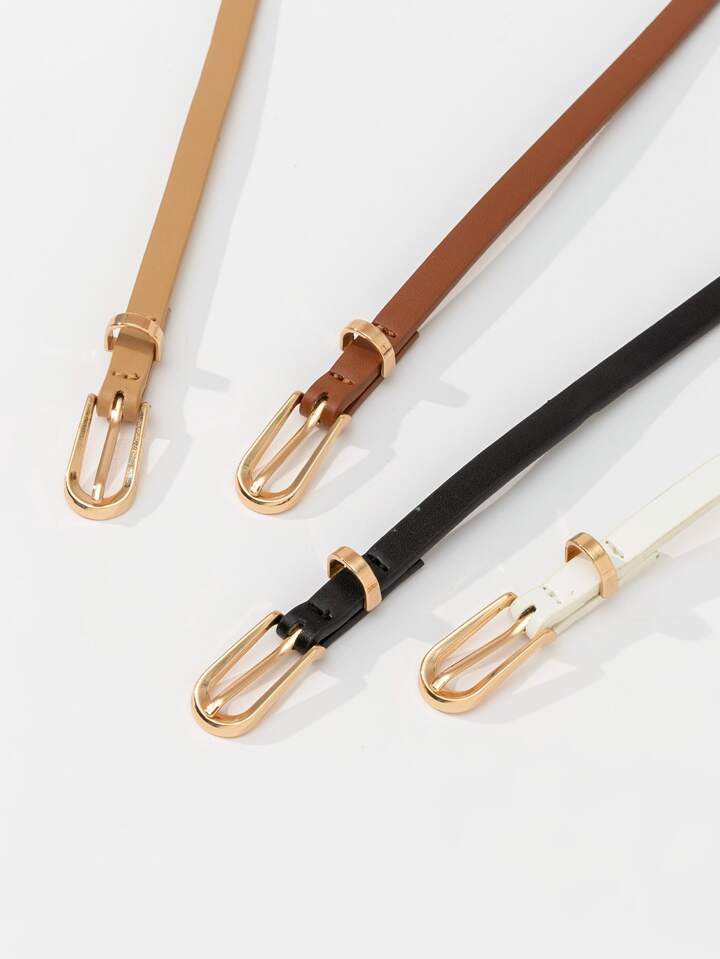2pcs light tone waist belt with pin buckle in multi