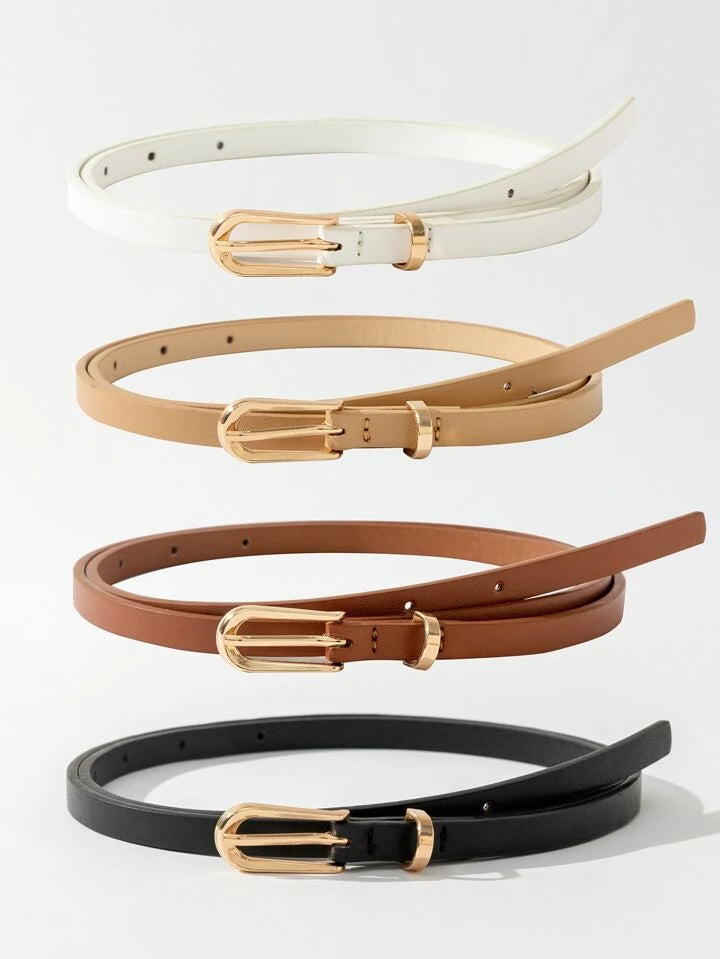 2pcs light tone waist belt with pin buckle in multi