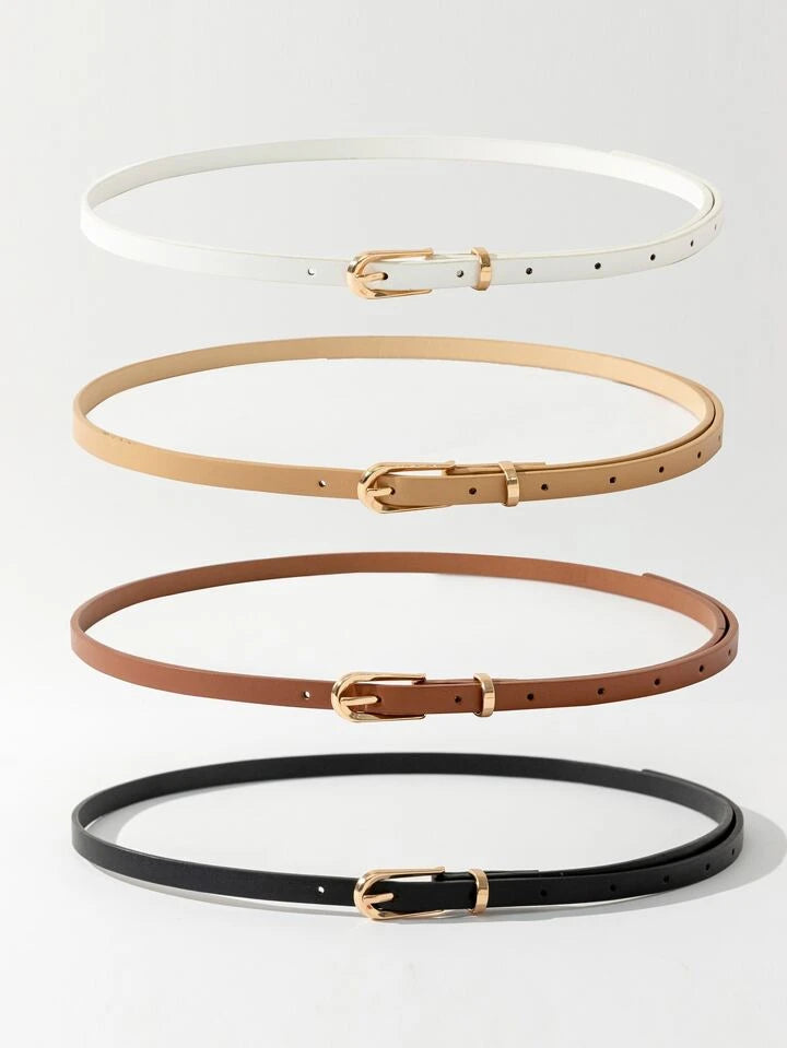 2pcs light tone waist belt with pin buckle in multi