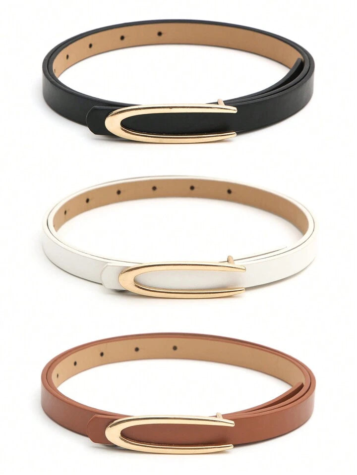 2pcs tone buckle belt in multi