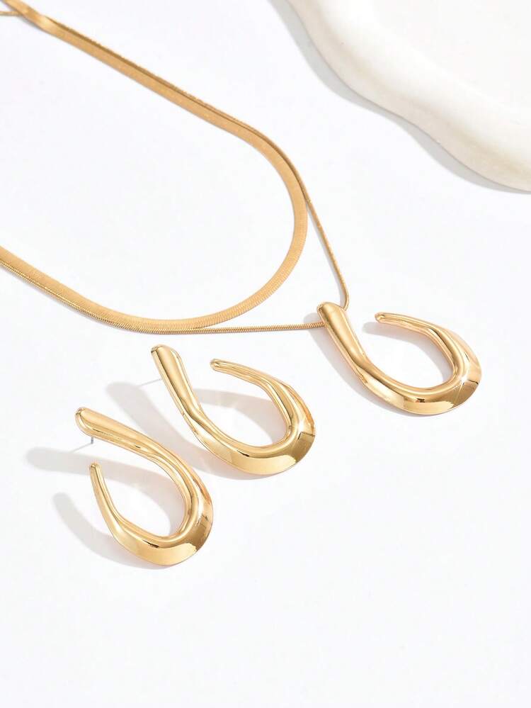 3pcs asymmetrical layered necklace set in gold