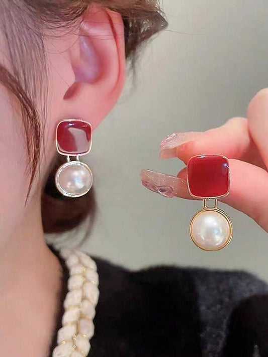5pcs set floral enamel pearl stud earrings set in multi