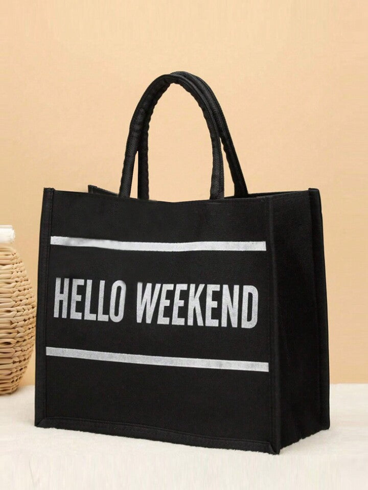 Alphabet large capacity linen tote