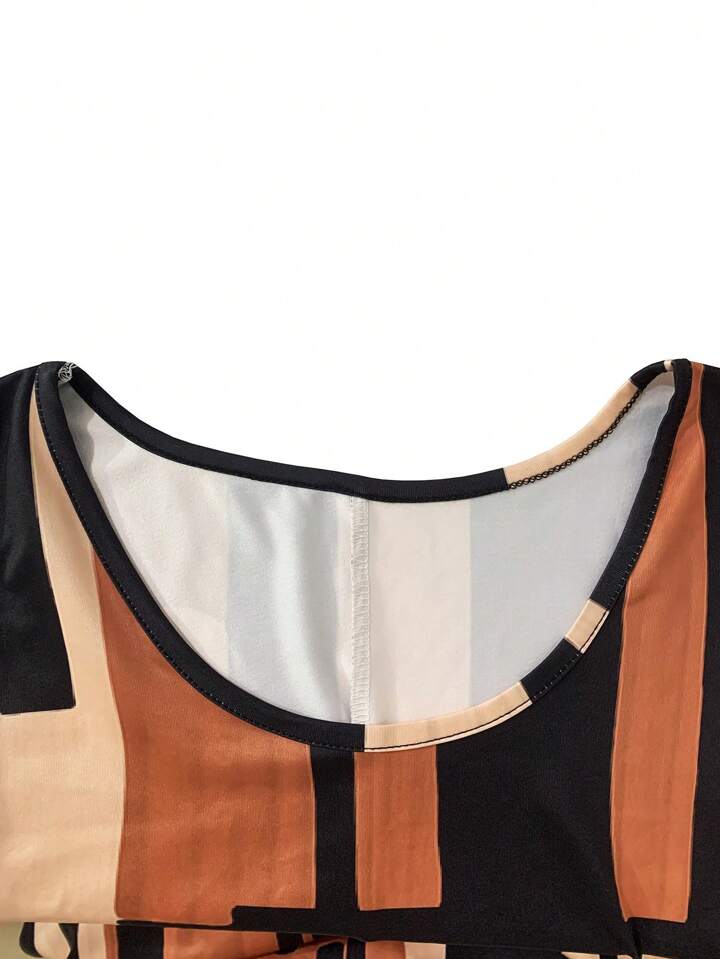 Gradient contrast sleeveless dress in brown