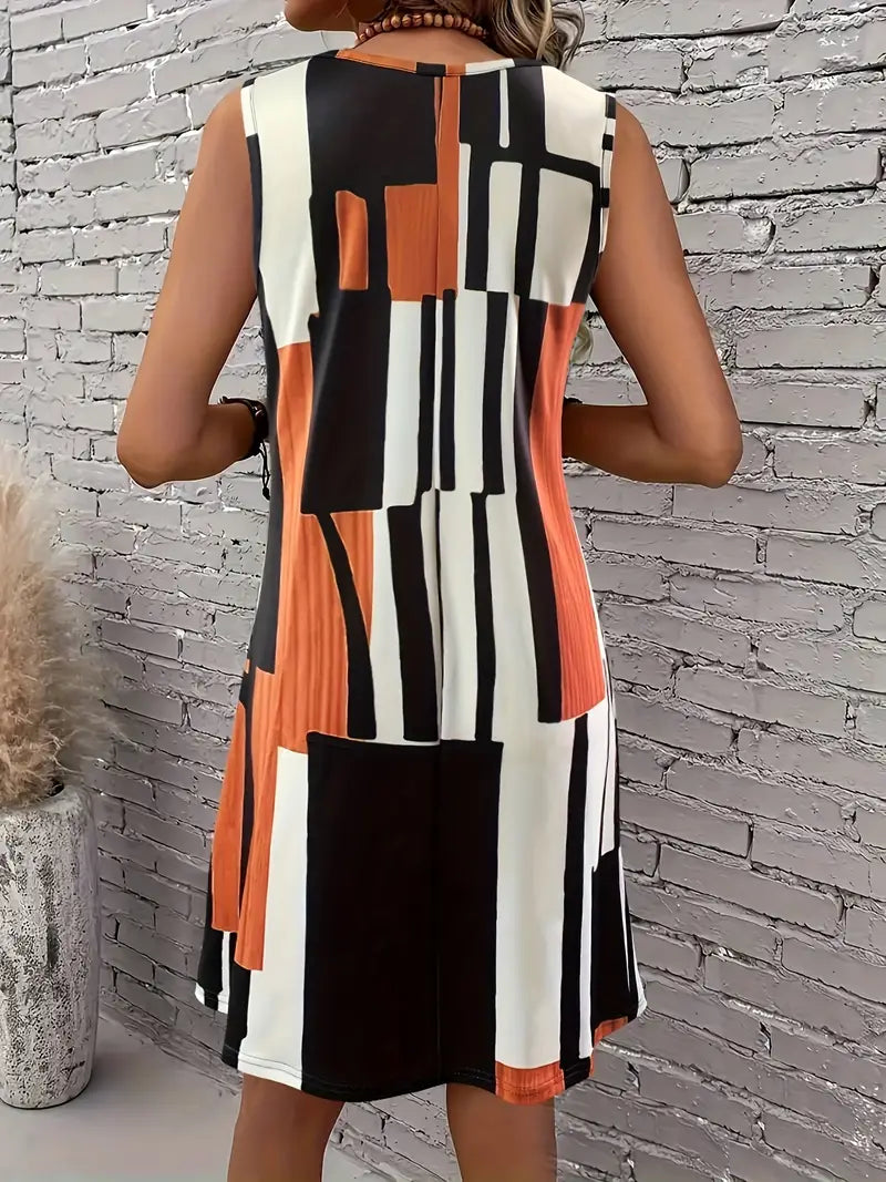 Gradient contrast sleeveless dress in nude
