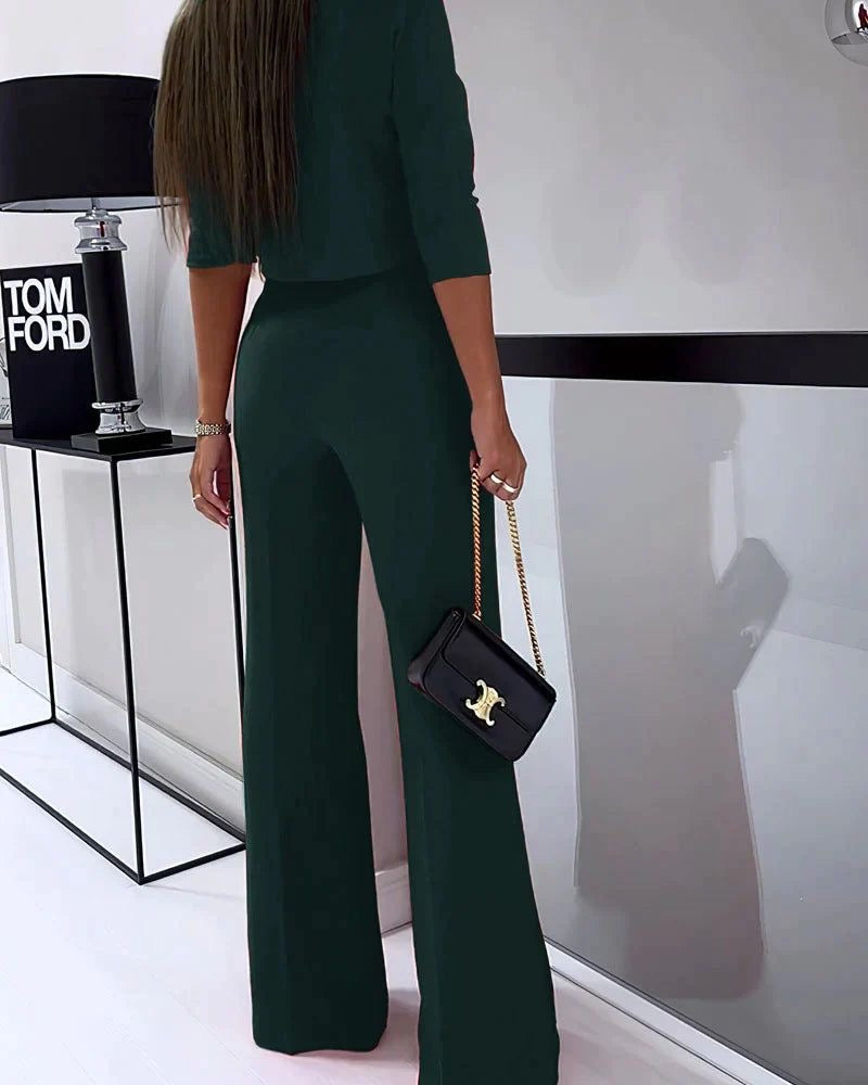 Slim bell bottoms trousers in green