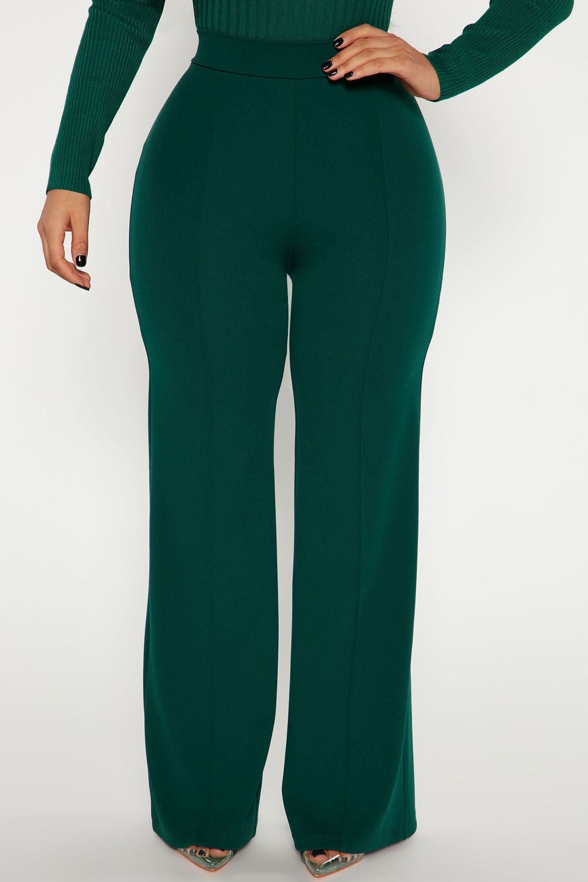 Slim bell bottoms trousers in green