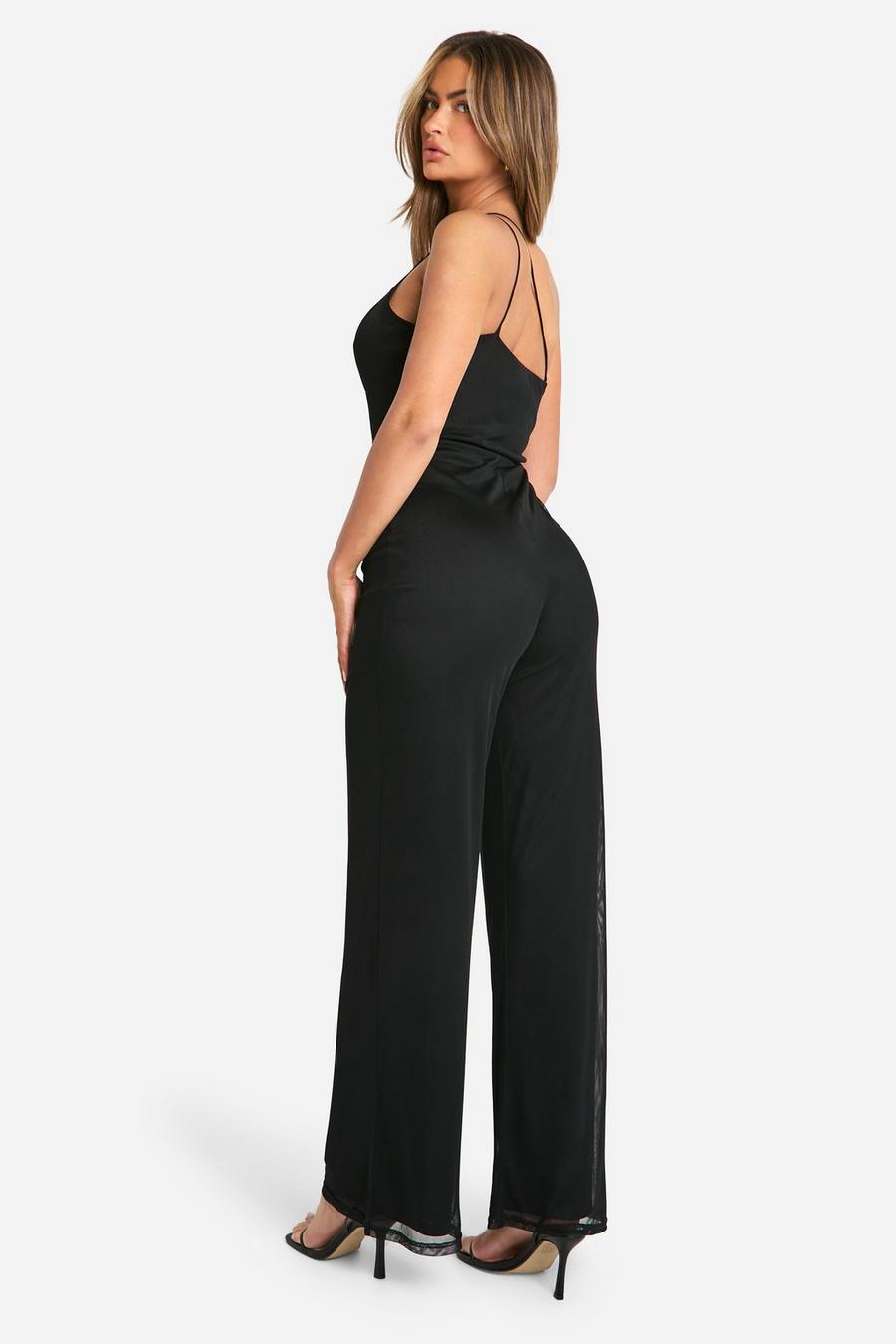 Lace asymmetric jumpsuit in black