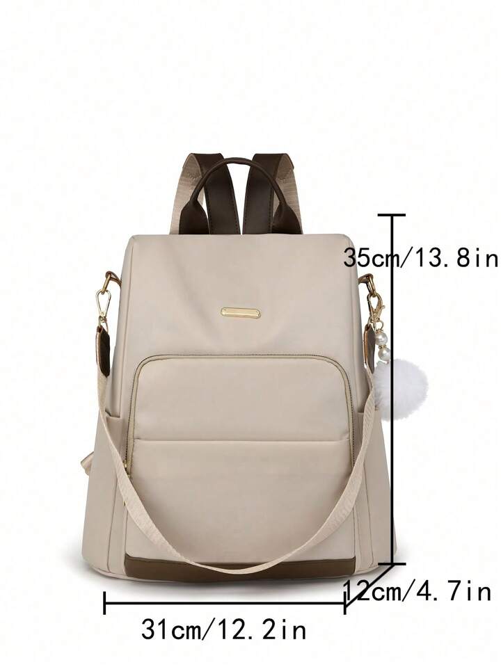 Large capacity shoulder bag in beige