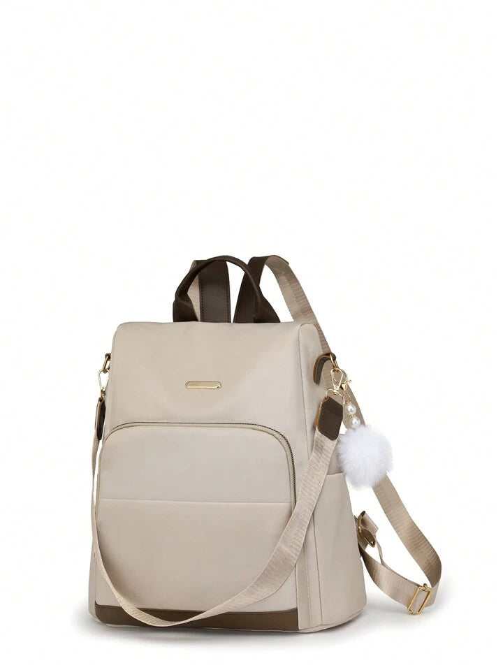 Large capacity shoulder bag in beige