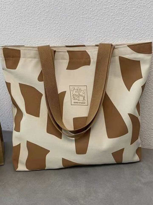 Letter graphic geometric pattern tote bag in multi