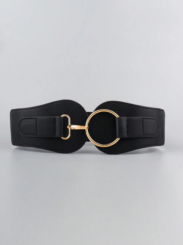 Minimalist elastic waist belt in black