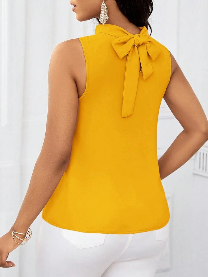 Ruffled collar open shoulder blouse in yellow
