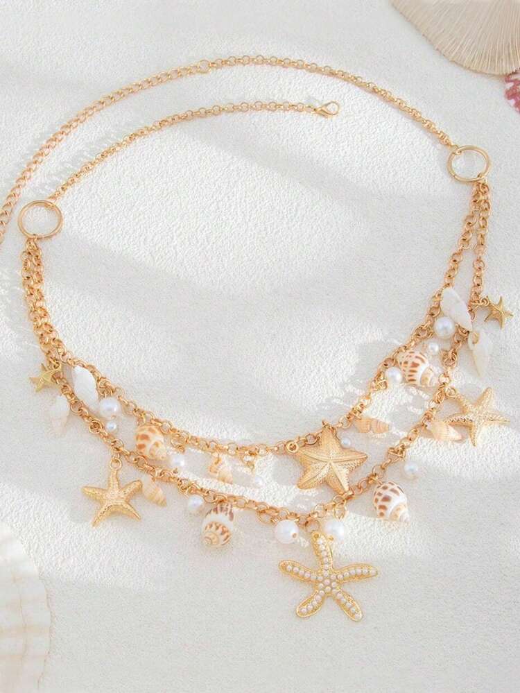 Starfish pendant waist chain in multi