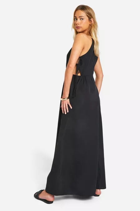 Tie side maxi dress in black