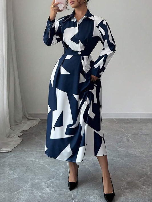 Random printed shirt dress in multi