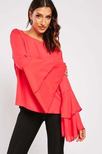 Layered bell sleeve on sale sweater