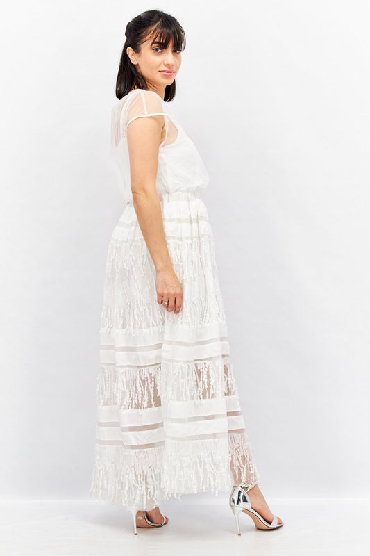 White mesh maxi dress