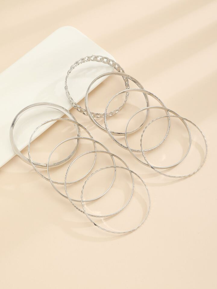 10pcs bohemian vintage minimalist bracelets in silver