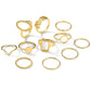 11pcs/set leaf deisgn rings in gold