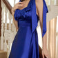 Tie shoulder ruched bust bridesmaid dress