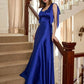 Tie shoulder ruched bust bridesmaid dress