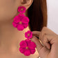 1pair asymmetrical multilayer colorful flower shaped earrings in pink