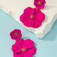 1pair asymmetrical multilayer colorful flower shaped earrings in pink