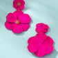 1pair asymmetrical multilayer colorful flower shaped earrings in pink