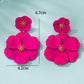 1pair asymmetrical multilayer colorful flower shaped earrings in pink