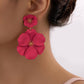1pair asymmetrical multilayer colorful flower shaped earrings in red