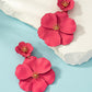 1pair asymmetrical multilayer colorful flower shaped earrings in red