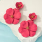 1pair asymmetrical multilayer colorful flower shaped earrings in red