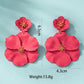1pair asymmetrical multilayer colorful flower shaped earrings in red