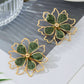 1pair double layer drop flower earring in green