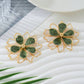 1pair double layer drop flower earring in green