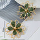 1pair double layer drop flower earring in green