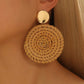 1pair woven large round earrings in multi