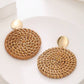 1pair woven large round earrings in multi