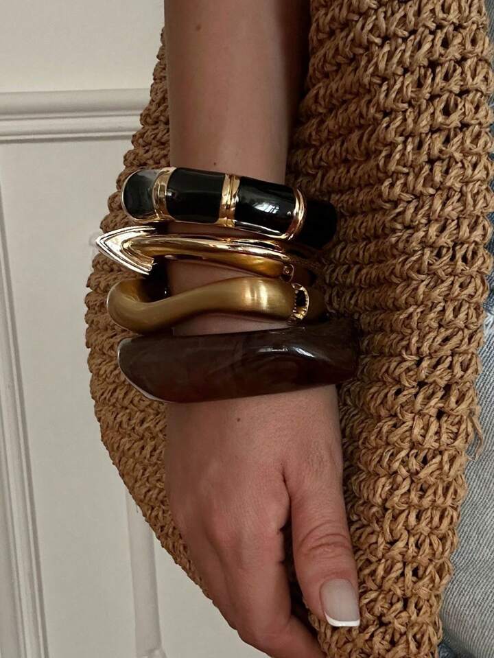 1pc asymetric bamboo bracelet in multi