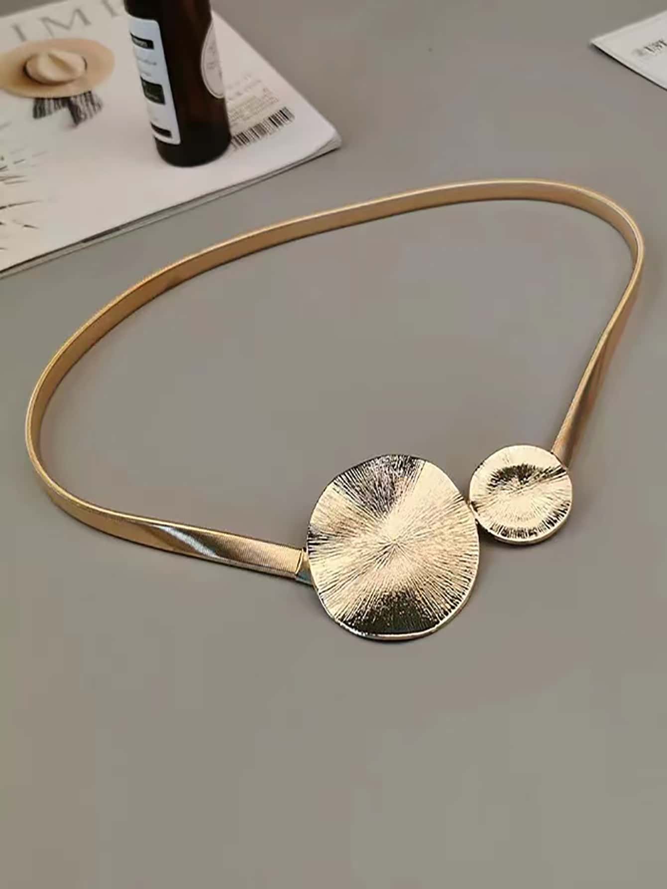 1pc gold metal spring elastic belt in gold