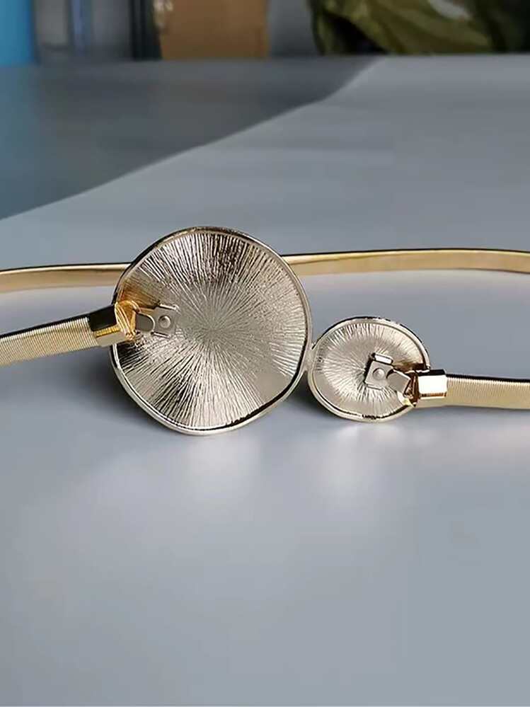 1pc gold metal spring elastic belt in gold