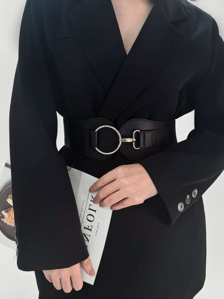 1pc single breasted buckle belt in black