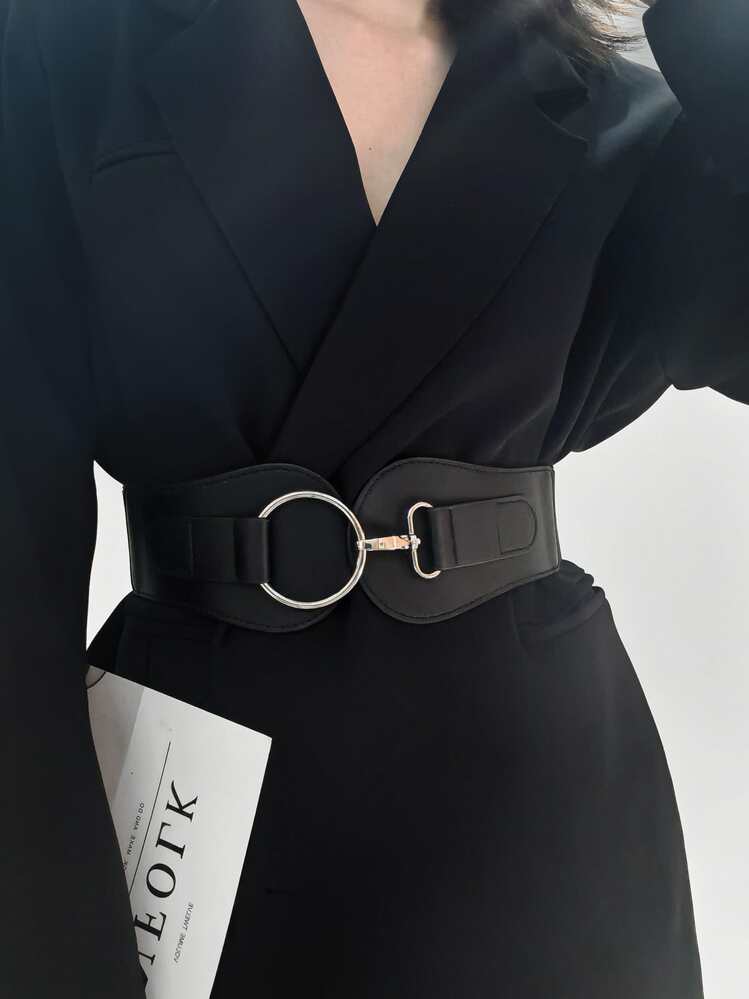 1pc single breasted buckle belt in black