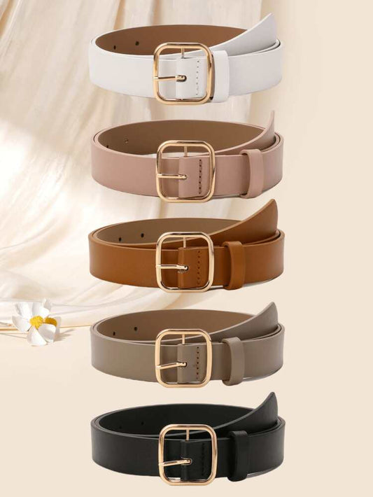 1pc square buckle retro belt in pink