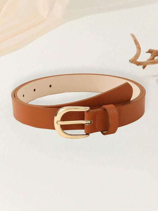 1pc square buckle retro belt in brown