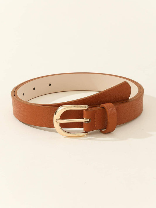 1pc square buckle retro belt in brown