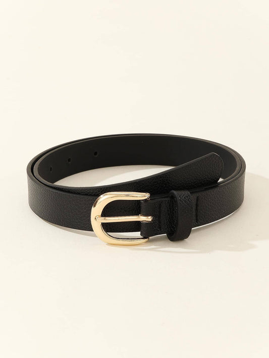 1pc square buckle retro belt in black