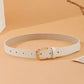 1pc square buckle retro belt in white